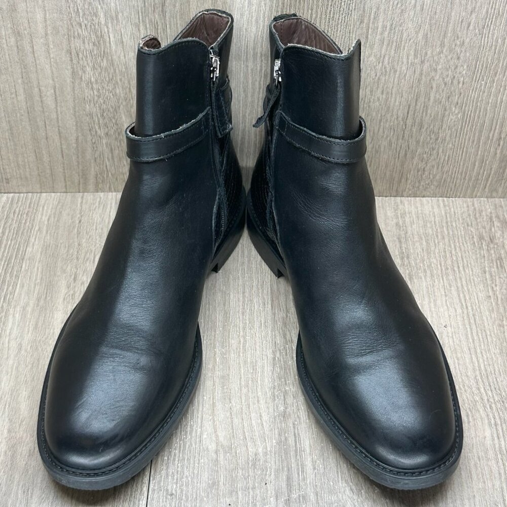 Boemos Boots Womens Sz 39 US9 Leather Moto Buckle Ankle Bootie Black Italy - Picture 8 of 13